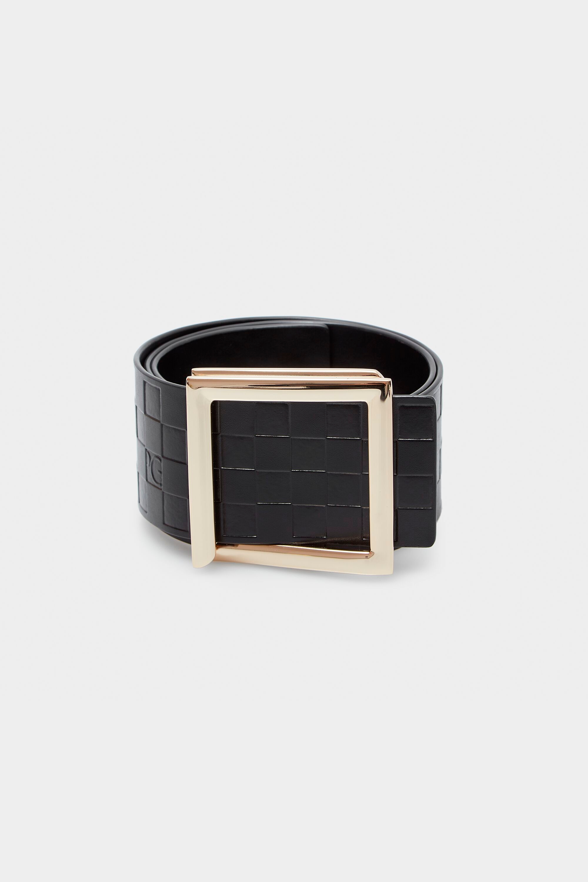 Cubes block leather belt