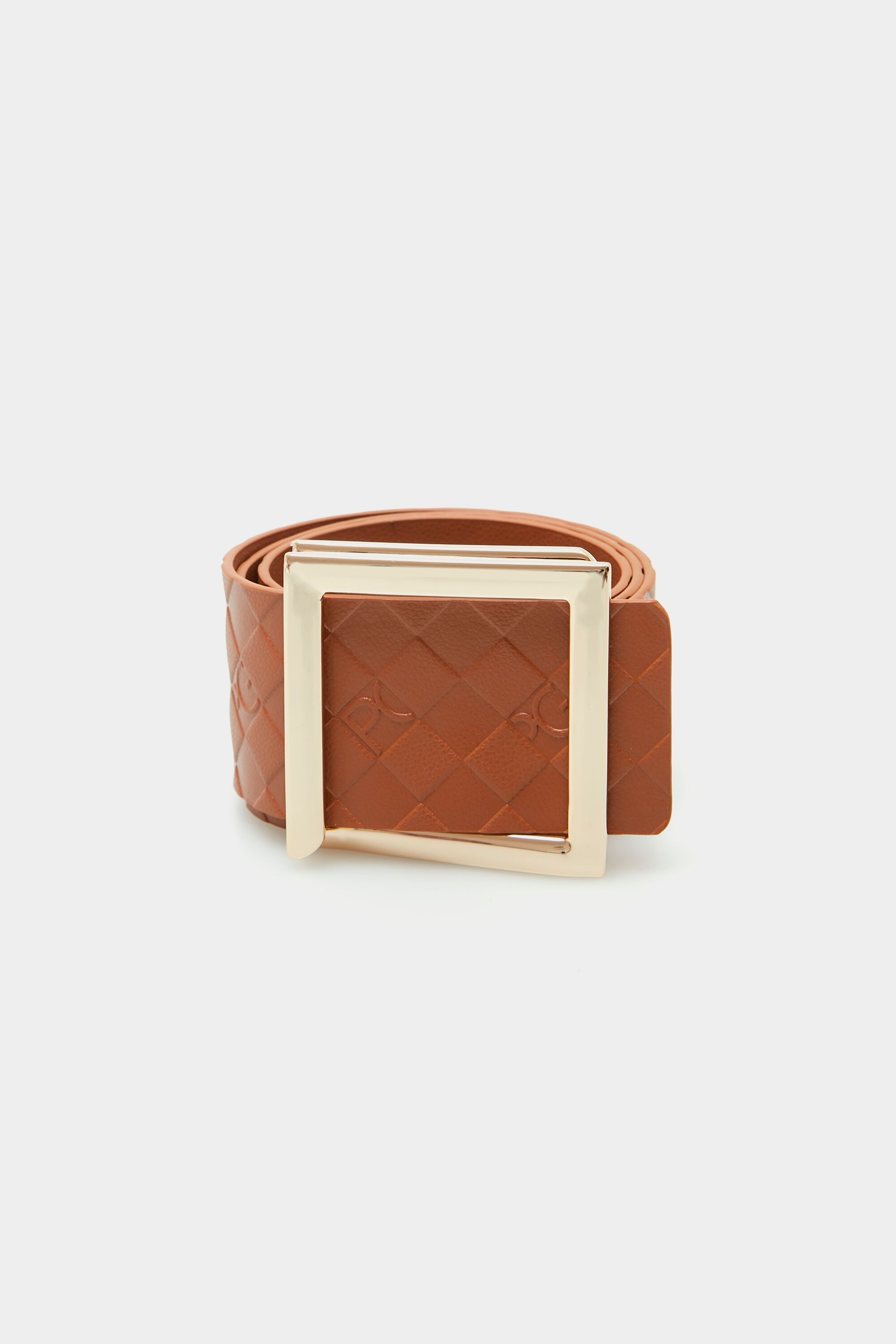 Block leather belt
