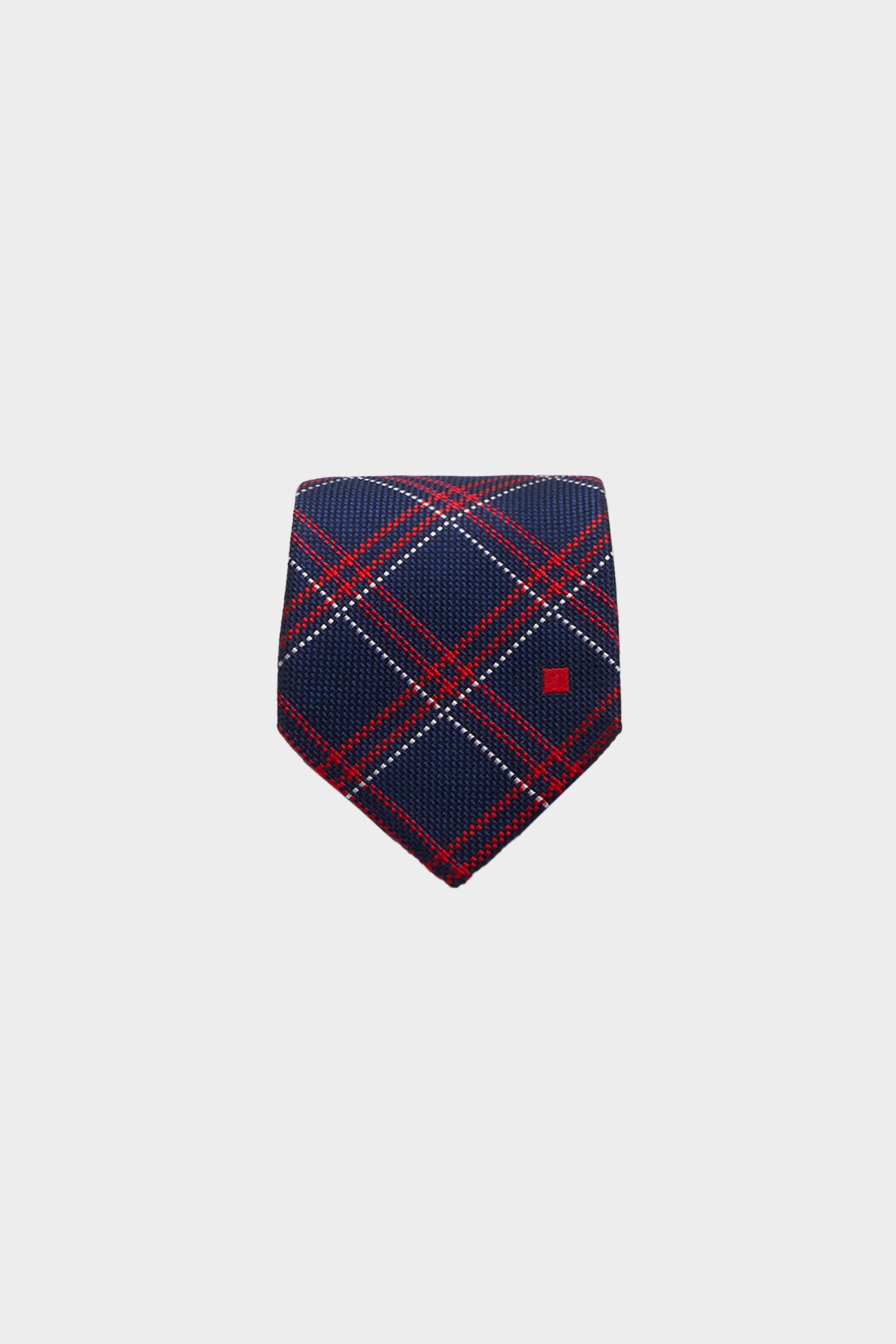 Windowpane chequered silk tie
