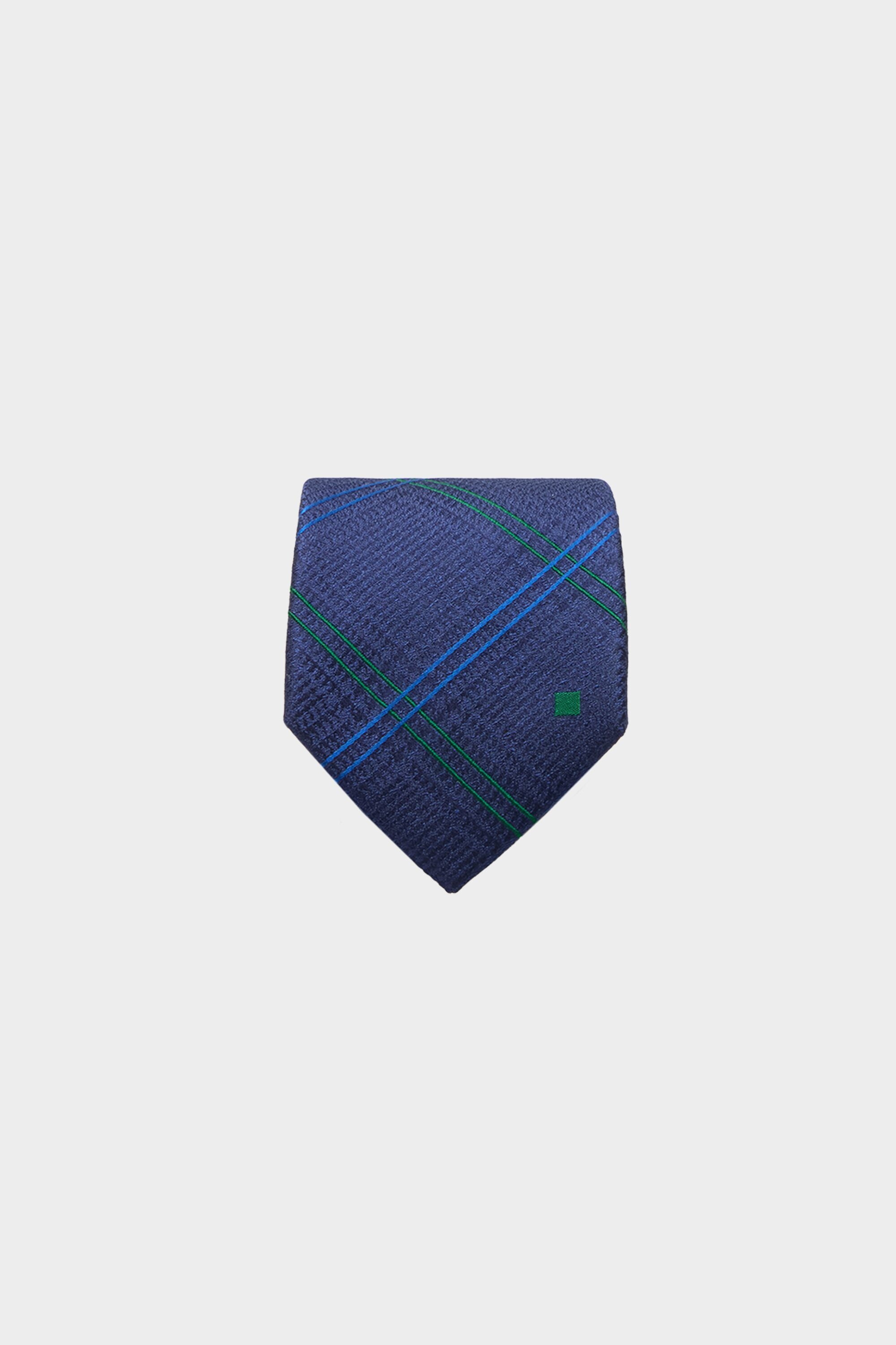 Windowpane chequered silk tie