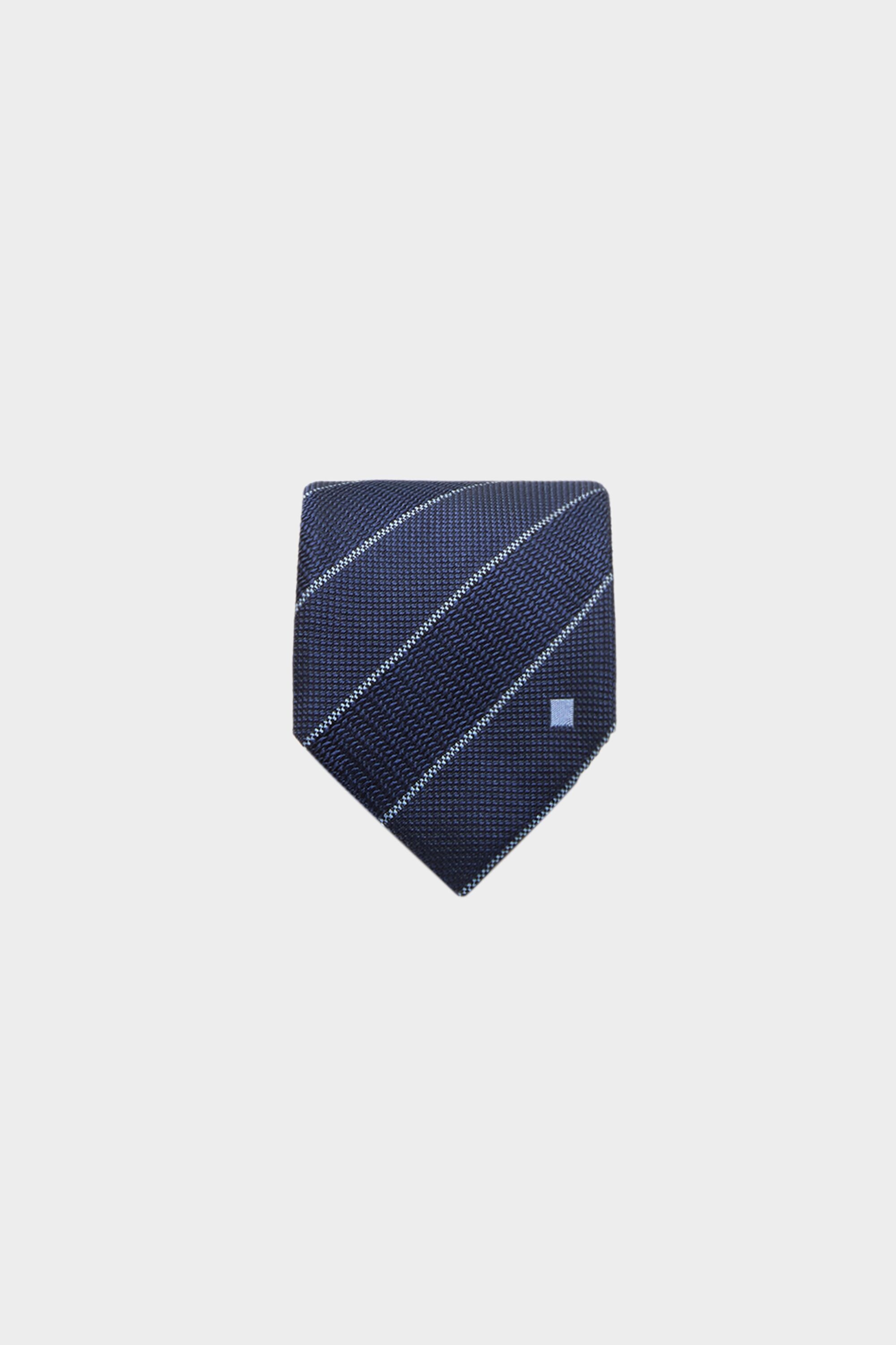 Striped textured silk tie