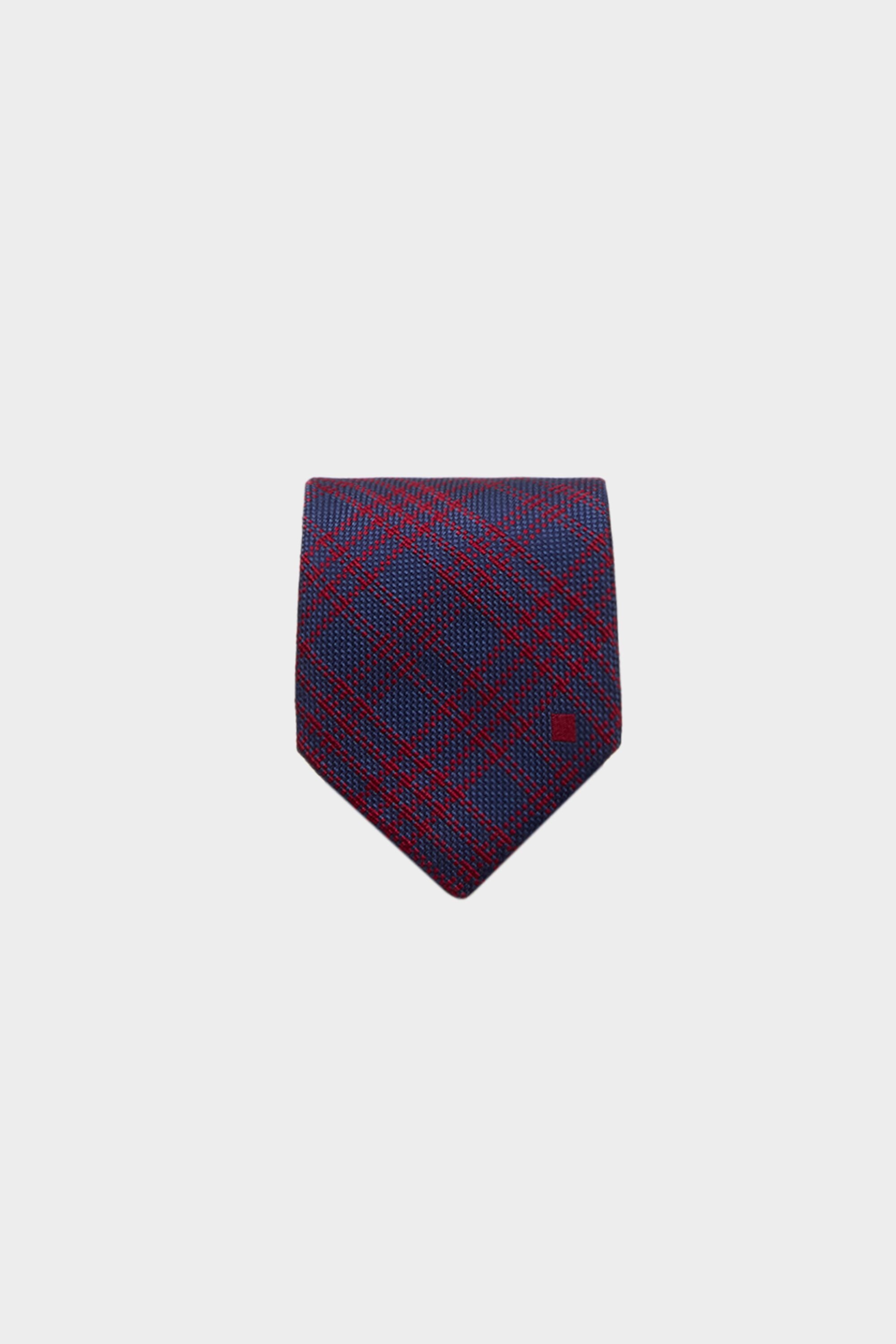Windowpane chequered silk tie