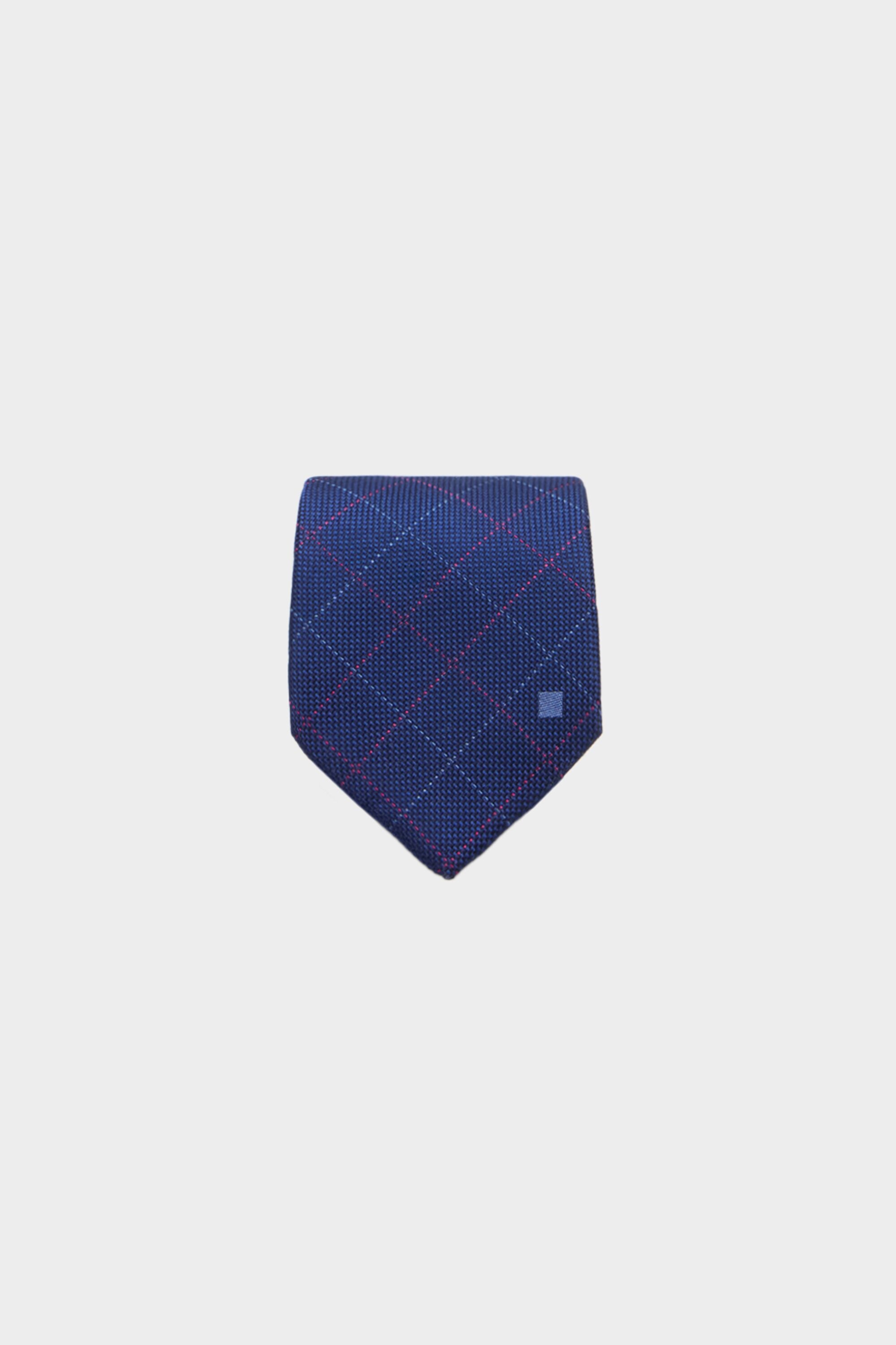 Windowpane check silk tie