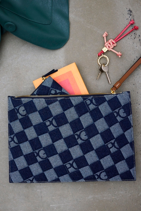 CANVAS CUBE DENIM LARGE POUCH