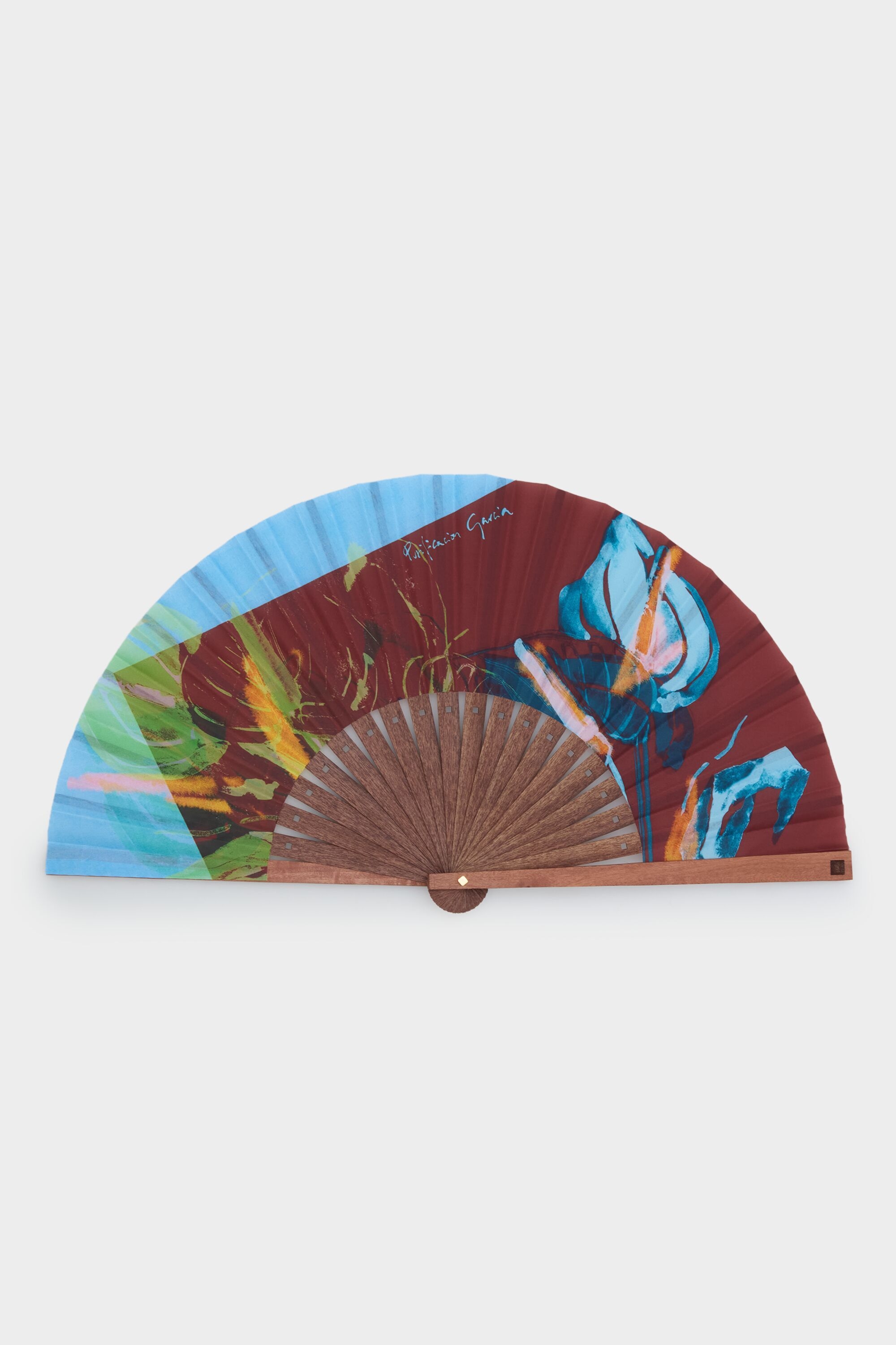 Wood hand fan